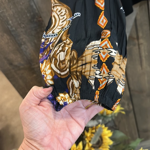 NWT Anthropologie Blank London Black w/Floral Arms Long Sleeve Top - Picture 2 of 9